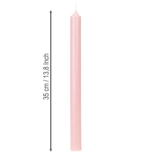 Candele rustiche a cono, tinta unita rosa, 350/28 mm, 4 pezzi | Floristik24.it