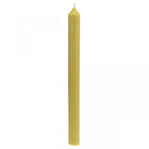 Floristik24 Candele rustiche candele con bastoncino alto tinta unita giallo 350/28mm 4 pz