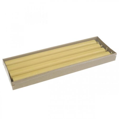 Floristik24 Candele rustiche candele con bastoncino alto tinta unita giallo 350/28mm 4 pz