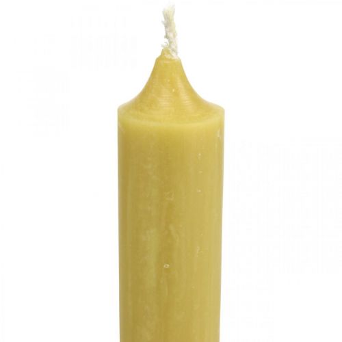 Floristik24 Candele rustiche candele con bastoncino alto tinta unita giallo 350/28mm 4 pz