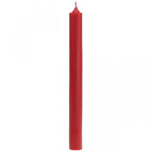 Floristik24 Candele rustiche candele con bastoncino alto tinta unita rosso 350/28mm 4 pz
