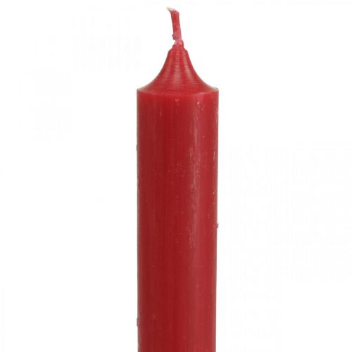 Floristik24 Candele rustiche candele con bastoncino alto tinta unita rosso 350/28mm 4 pz