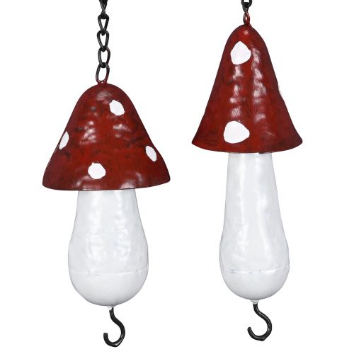 Mangiatoia rustica per uccelli a fungo con gancio per palline di sugna - decorazione da giardino altezza 17 cm 2 pezzi