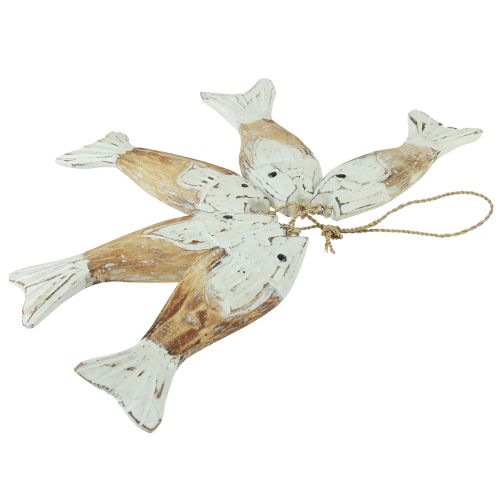 Prodotto Appendiabiti rustico in legno con 5 pesci bianco naturale 15 cm