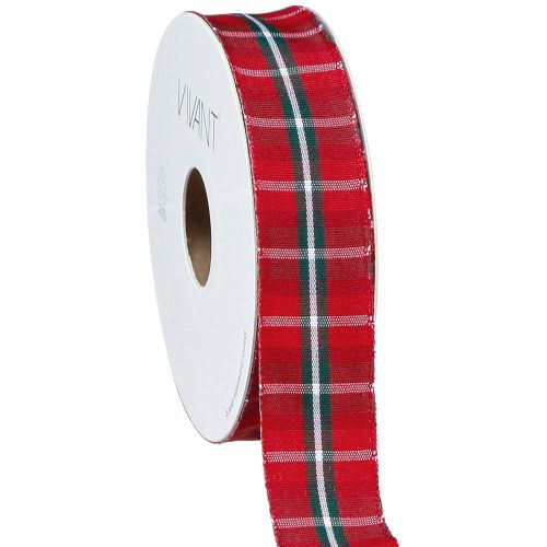 Prodotto Nastro rustico a quadri in rosso per decorazioni festive, largo 25 mm, lungo 15 m