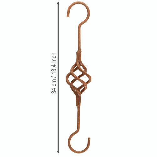 Prodotto Gancio a S in metallo ruggine decorativo gancio in metallo ruggine antico 34cm