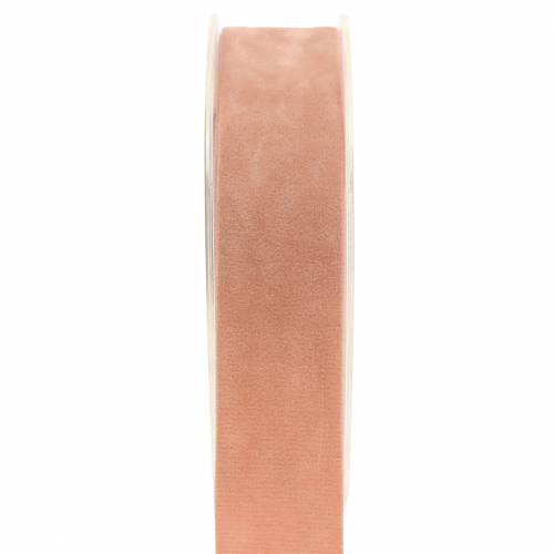 Floristik24 Nastro di velluto salmone 25mm 7m