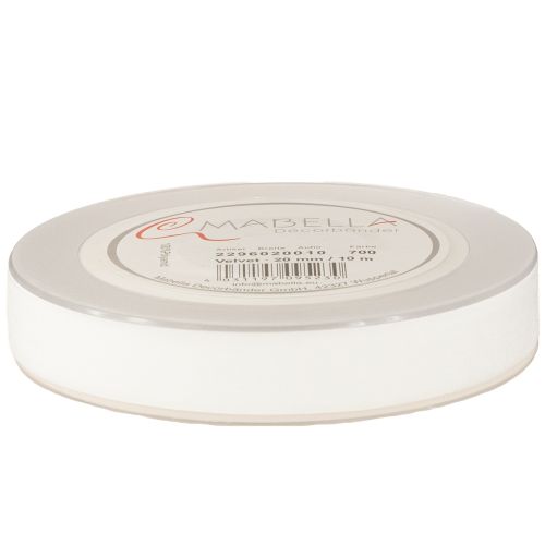 Prodotto Nastro di velluto, nastro regalo, nastro decorativo, velluto bianco, larghezza 20 mm, lunghezza 10 m