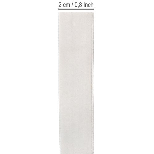 Prodotto Nastro di velluto, nastro regalo, nastro decorativo, velluto bianco, larghezza 20 mm, lunghezza 10 m