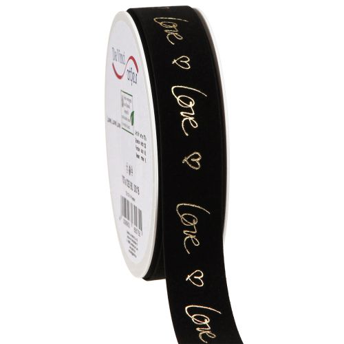 Prodotto Nastro di velluto Nastro d&#39;amore per lutto cuori oro nero 25mm 18m