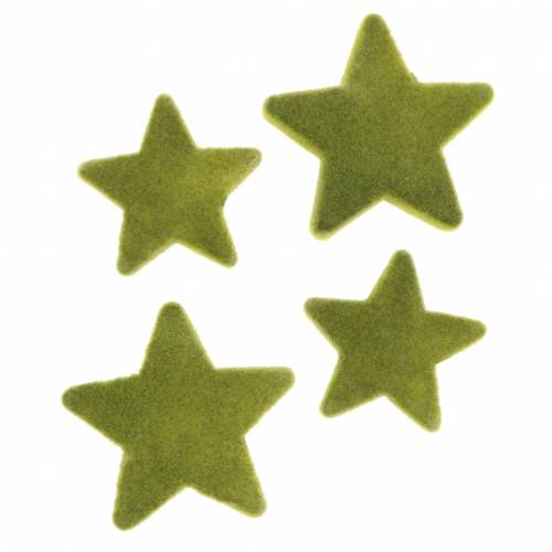 Floristik24 Decorazioni sparse stelle floccate verde muschio 4 cm/5 cm 40 pz