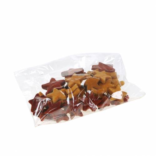Floristik24 Decorazioni sparse per stelle mix curry floccato, rooibos 4 cm/5 cm 40 pz
