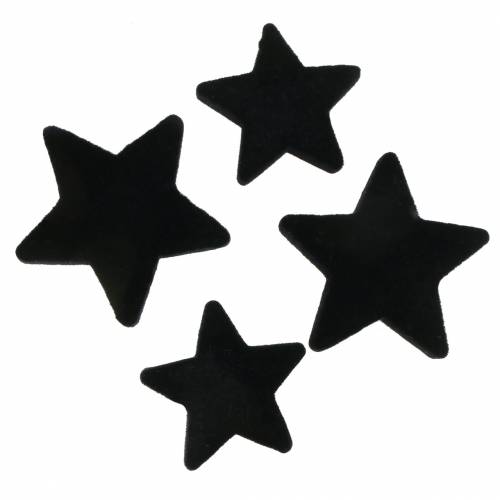 Decorazioni sparse stelle velluto nero 4/5 cm 40 pz