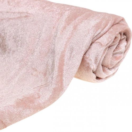 Floristik24 Tessuto decorativo Velluto Decorazione per la tavola in velluto rosa antico 140×300 cm