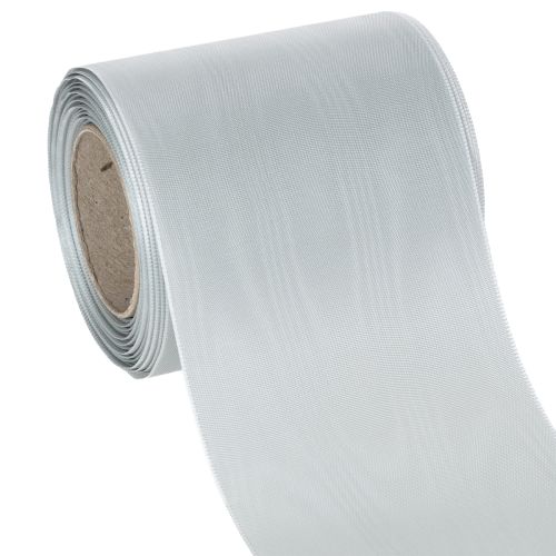 Floristik24 Nastro in raso per corone funebri, color argento, largo 100 mm e lungo 25 m, ideale per corone funebri, commemorative e per anniversari, resistente alle intemperie e compostabile.