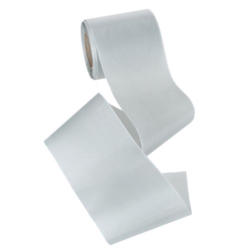 Prodotto Nastro in raso per corone funebri, color argento, largo 100 mm e lungo 25 m, ideale per corone funebri, commemorative e per anniversari, resistente alle intemperie e compostabile.
