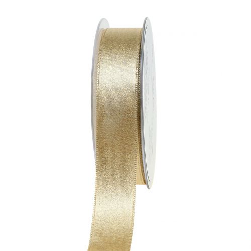 Floristik24 Nastro di raso con mica oro 25mm 20m