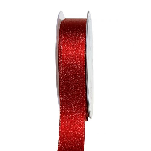 Nastro di raso con rosso mica 25mm 20m