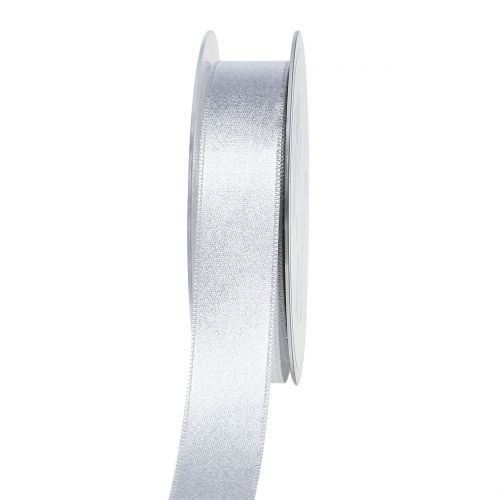 Nastro di raso con mica argento 25mm 20m