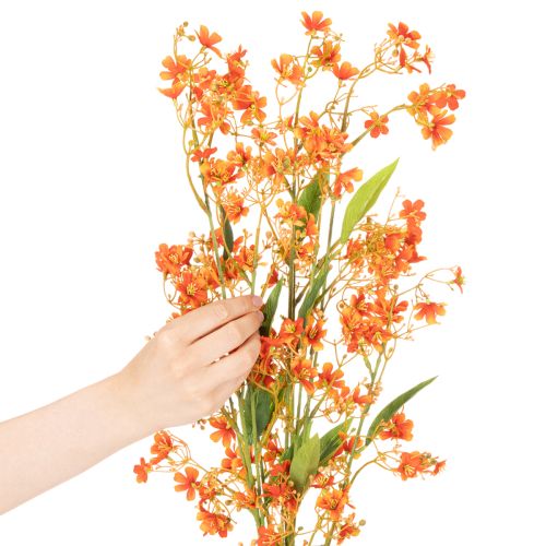 Ramo di orchidea artificiale arancione in filigrana, decorazione per la stanza, 110 cm, 3 pezzi | Floristik24.it