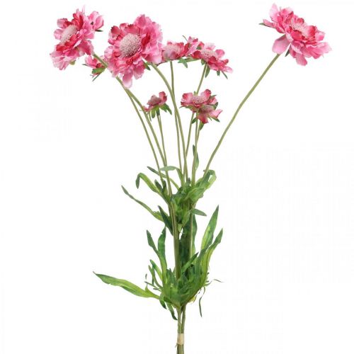 Decorazione floreale artificiale, fiore artificiale scabious rosa 64 cm fascio di 3 pezzi