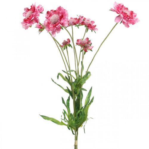 Floristik24 Decorazione floreale artificiale, fiore artificiale scabious rosa 64 cm fascio di 3 pezzi