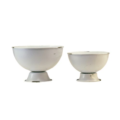 Coppa ciotola tazza decorativa bianco ruggine Ø15cm H10cm set di 2