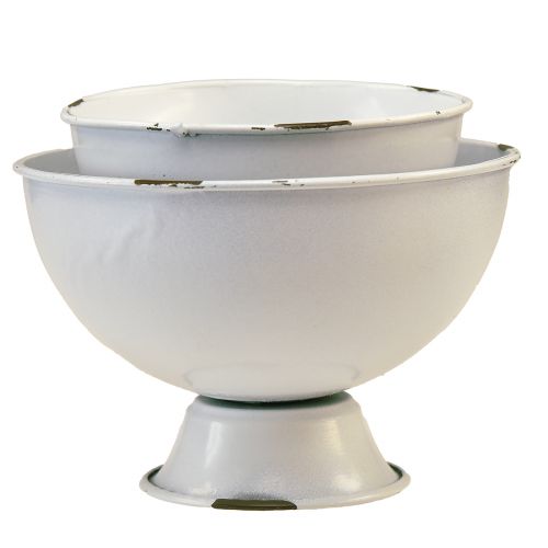 Prodotto Coppa ciotola tazza decorativa bianco ruggine Ø15cm H10cm set di 2