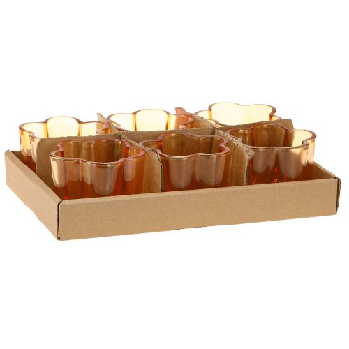 Prodotto Portacandele in vetro Fiore Arancione Ø7,5cm A6cm 6pz