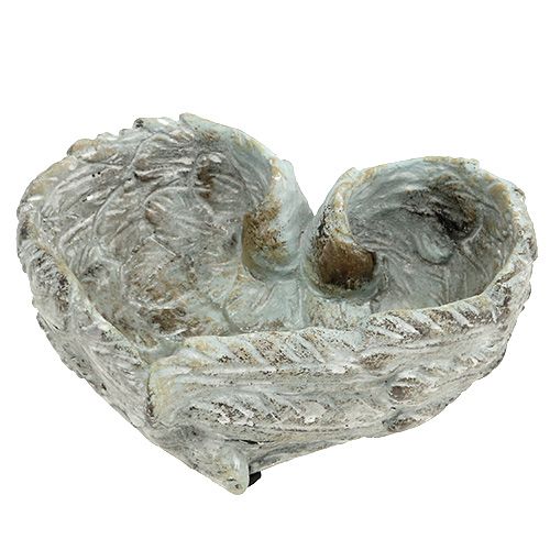 Floristik24 Ciotola a forma di cuore grigia 20 cm x 18 cm H7,5 cm 1p