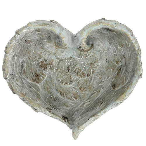 Floristik24 Ciotola a forma di cuore grigia 20 cm x 18 cm H7,5 cm 1p