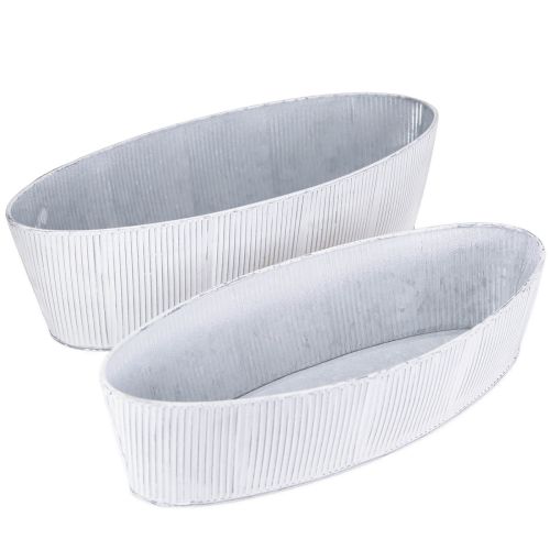 Prodotto Ciotola ovale in metallo bianco argento 32,5 cm/37 cm set da 2