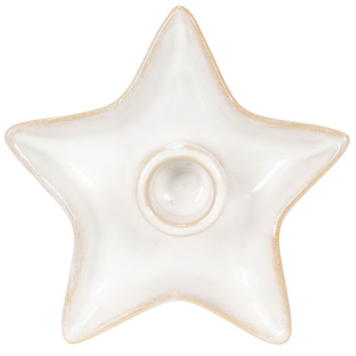 Portacandele a stella in ceramica, bianco, per candele affusolate, 12 cm, 2 pezzi | Floristik24.it