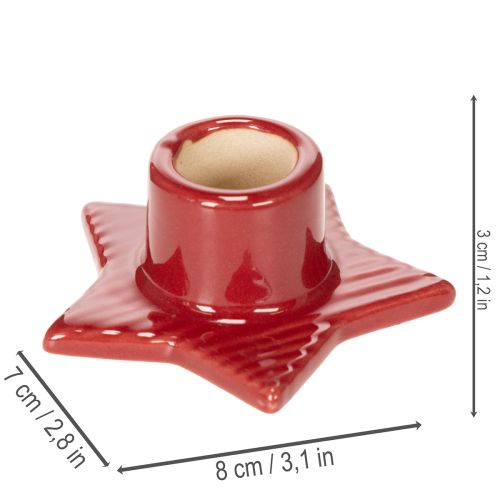 Portacandele a forma di stella per candele affusolate, Avvento e Natale, 8 cm, 2 pezzi | Floristik24.it