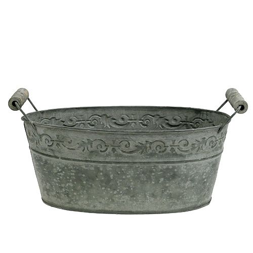 Floristik24 Guscio di zinco ovale 25 cm x 13,5 cm H10,5 cm