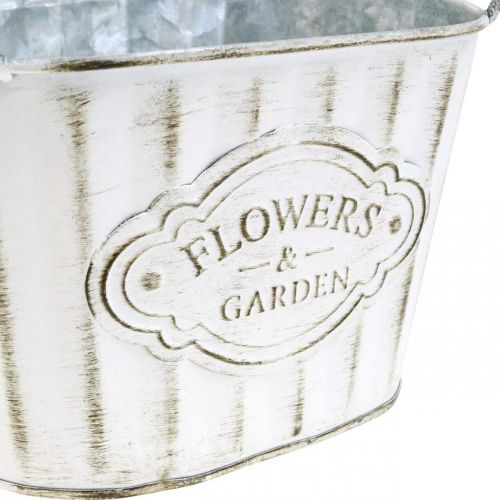 Floristik24 Vaso da fiori in metallo portapiante con manici verde, bianco, grigio L24cm H14,5cm 3 pezzi