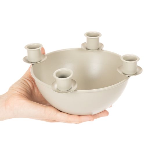 Portacandele con 4 supporti, corona d'Avvento moderna, beige, 15 cm | Floristik24.it