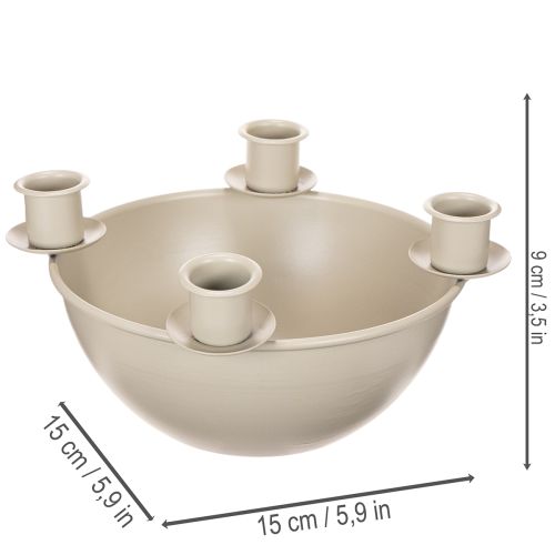Portacandele con 4 supporti, corona d'Avvento moderna, beige, 15 cm | Floristik24.it