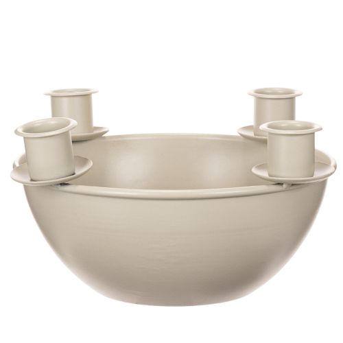 Portacandele con 4 supporti, corona d'Avvento moderna, beige, 15 cm | Floristik24.it