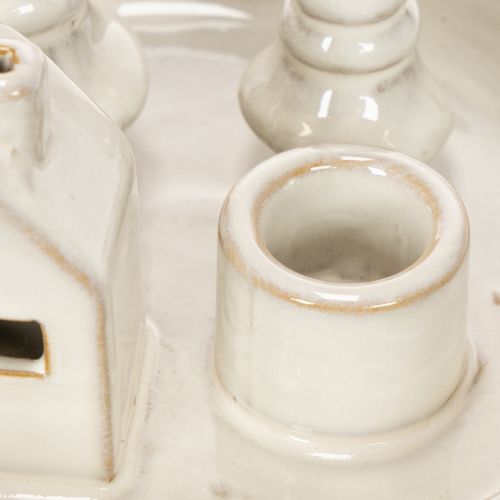 Portacandele decorativo in ceramica con casetta e alberi, 16 cm | Floristik24.it
