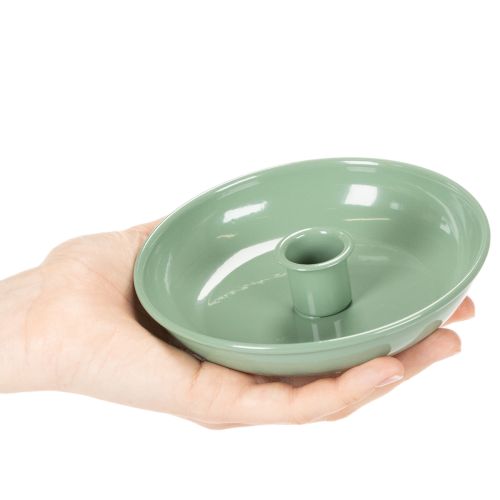 Candeliere decorativo in metallo verde, per candele affusolate, 13 cm | Floristik24.it