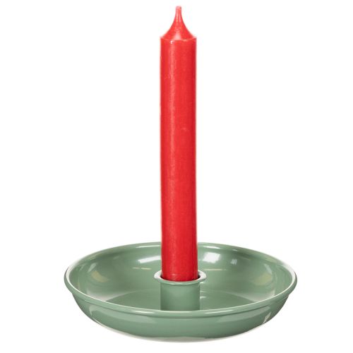 Candeliere decorativo in metallo verde, per candele affusolate, 13 cm | Floristik24.it