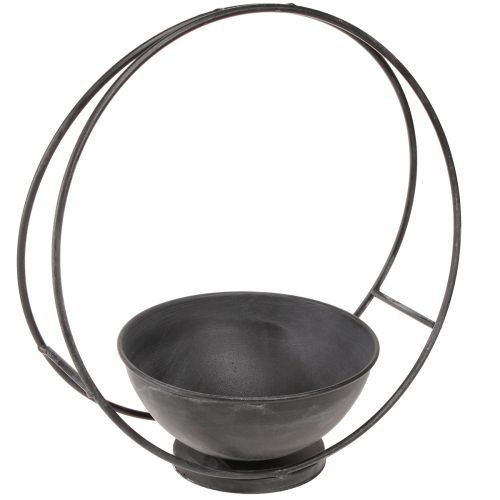 Prodotto Ciotola con anello decorativo piede metallo antracite H29cm 2 pezzi
