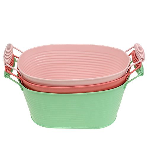 Floristik24 Ciotola ovale 19,5 cm x 12 cm H9,5 cm pastello mix 3 pezzi