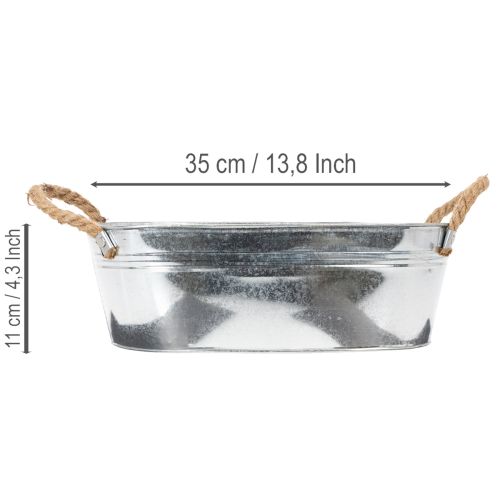 Ciotola ovale 35 cm x 21,5 cm H11,5 cm, zinco lucido | Floristik24.it