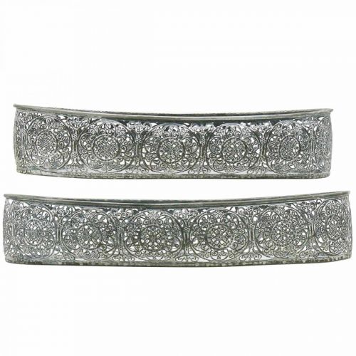 Prodotto Ciotola decorativa in metallo motivo grigio ovale L36cm/33,5cm set di 2