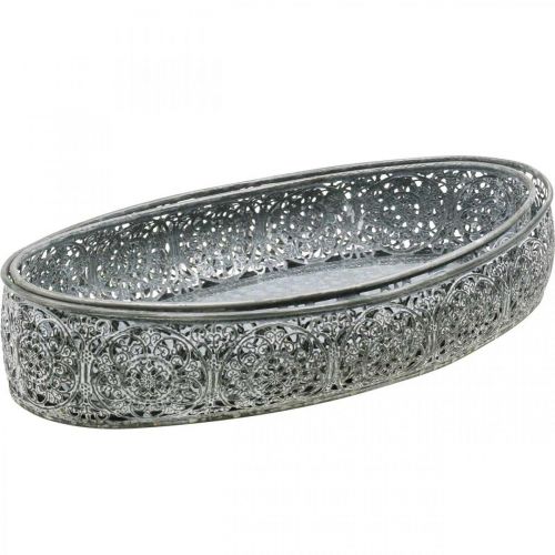 Prodotto Ciotola decorativa in metallo motivo grigio ovale L36cm/33,5cm set di 2