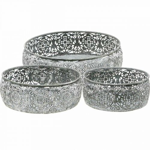 Ciotola decorativa in metallo grigio bianco modello Ø16/19,5/23,5 cm set di 3