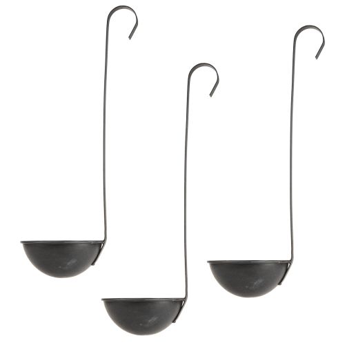 Floristik24 Ciotola per piantare spatola decorativa antracite Ø12,5 cm 3 pezzi