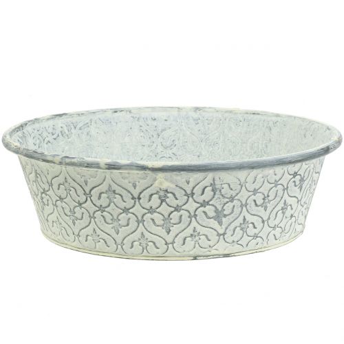 Floristik24 Ciotola in zinco con decoro crema lavato Ø35,5cm H9cm